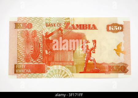 Billet de cinquante (50) kwacha zambiens, Zambie, Afrique Banque D'Images