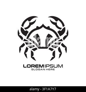 Un design de logo minimaliste en forme de crabe avec une graphique de crustacé épurée, adapté aux restaurants de fruits de mer haut de gamme et aux identités de marque d'entreprise. Illustration de Vecteur