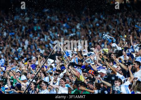 Fans argentins lors du match de quart de finale de la Coupe du Monde de la FIFA entre l'Argentine et la Suisse, au Kansas City Stadium, dans le Missouri, États-Unis, le samedi 11 juillet 2026.(Photo : Vanessa Carvalho/Brazil Photo Press/Alamy) Crédit sportif : Brazil Photo Press/Alamy Live News Banque D'Images