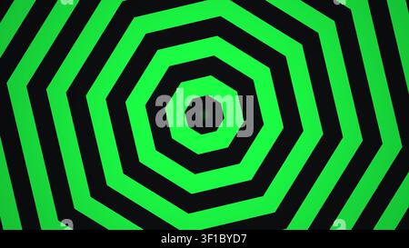 Cette image affiche un motif géométrique comprenant plusieurs hexagones en vert sur un fond noir. Le design crée une profondeur visuelle et une tex Banque D'Images