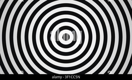 Le design présente une série de cercles concentriques noirs et blancs disposés selon un motif symétrique. Ce graphique convient à divers usages de conception Banque D'Images