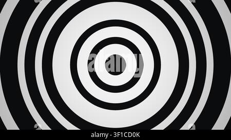 Ce design présente une série de cercles concentriques noirs et blancs sur un fond uni. Les cercles varient en épaisseur et créent un visuel frappant Banque D'Images