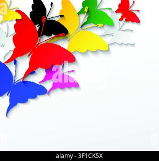 papillons multicolores sur fond blanc Illustration de Vecteur