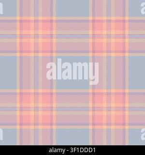 Texture d'horizon tartan vectoriel, fond textile à carreaux scolaires. Tissu à motif site plaid sans joint dans une palette de couleurs pastel et rouges. Illustration de Vecteur