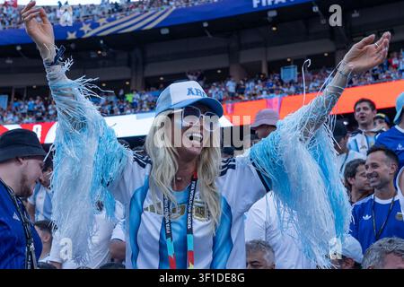 KANSAS CITY, TEXAS - 11 JUIN : Fan lors du match de la phase à élimination directe de la Coupe du Monde de la FIFA 2026 entre l'Argentine et la Suisse au Kansas Stadium le 11 juillet 2026 Banque D'Images