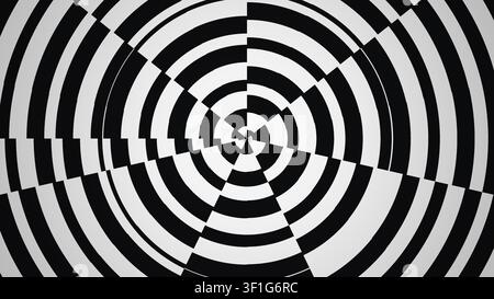 Le design présente une série de spirales noires et blanches qui créent un effet visuel frappant. Le motif est composé de sections alternées disposées sy Banque D'Images