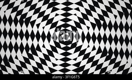 Le design présente une série de diamants superposés en noir et blanc. Le motif géométrique crée un effet visuel stratifié avec contraste Banque D'Images