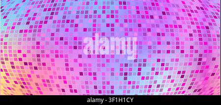 Carrés réfléchissants avec lumière éclatante et ambiance glamour. Texture disco rose à paillettes pour les scènes de boîte de nuit, de fête et de DJ. Illustration de Vecteur