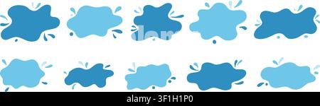 Formes de flaques abstraites plates inspirées par les taches et les gouttes d'eau. Élément d'eau de flaque encadré parfait pour les arrière-plans et le design créatif. Illustration de Vecteur