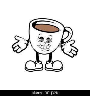 Mascotte de dessin animé de tasse de café Illustration de Vecteur