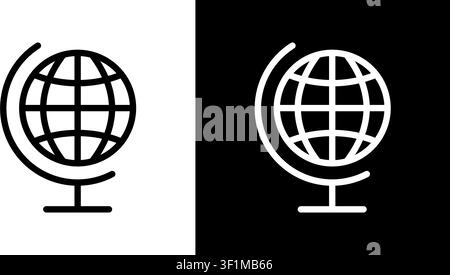 Ensemble d'icônes de globe. Éducation mondiale, géographie et exploration du monde Collection de symboles de contour. Concept d'études internationales et de voyage. Modifiable Illustration de Vecteur