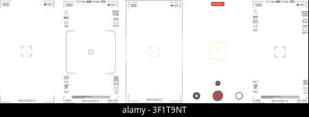 Pack de modèles de surimpression Rec pour appareil photo mobile isolé. Affichage de la caméra enregistrement. Écran d'enregistrement vidéo ou photo. Modèle de mise en page du viseur. PNG vectoriel Illustration de Vecteur