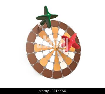 Cible de précision avec des fléchettes rouges et vertes Illustration vectorielle 3D isolée sur fond blanc icône 3D Illustration de Vecteur