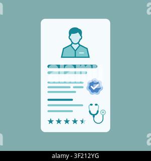 Illustration de carte de profil de médecin vérifié pour une application de santé Illustration de Vecteur