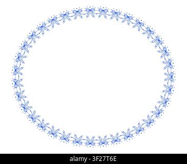 Bordure en dentelle noire à double nœud drapant des festons en forme de coquille douce à partir d'un cordon à pois perlés, paires de rubans empilés comme une garniture horizontale romantique et coquette isolée sur fond blanc pour cartes d'invitation de mariage. Illustration de Vecteur