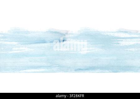 Fond d'océan bleu peint à l'aquarelle sans joint avec des vagues douces et un espace de copie blanc. Texture de mer abstraite répétée parfaite pour l'été Banque D'Images