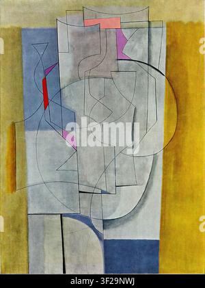 Ben Nicholson, Méridien 1953 ; composition verticale et abstraite avec une structure compacte au centre et qui se dissout vers les bords Banque D'Images