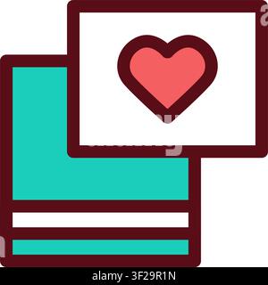 Icône de lettre d'invitation en forme de cœur, Amour, Romantique, Note Illustration de Vecteur