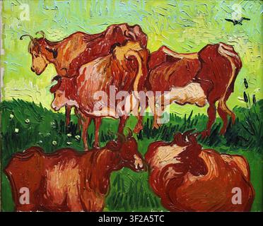 Vincent van Gogh – Les Vaches (d'après Jordaens), 1890 Post-Impressionnisme Expressionisme Huile sur toile Banque D'Images