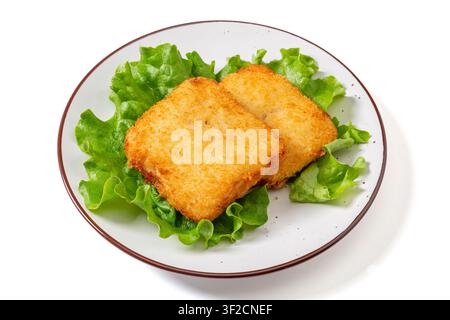 Filet de poisson frit croustillant avec une panure dorée et croquante Banque D'Images