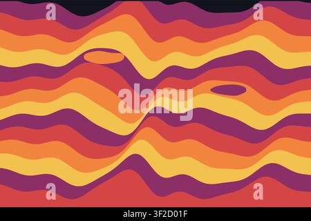 Bandes de couleur fluides qui ondulent et se plissent comme du marbre liquide. Le design présente des vagues horizontales dans une gamme de couleurs saturées. Illustration de Vecteur