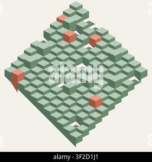 Un champ sans couture de cubes 3D disposés selon un motif de treillis, utilisant des formes de diamant plates en trois tons différents. Le design est moderne et précis lo Illustration de Vecteur