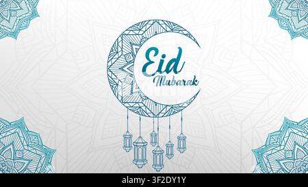 Arrière-plan Premium Eid Mubarak, adapté pour carte de vœux, poster et bannière, illustration vectorielle Illustration de Vecteur