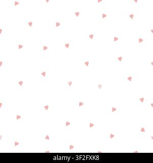 Un joli motif blanc sans couture avec des cœurs roses. Fond vectoriel pastel simple, dessiné à la main. Convient pour les textiles, les vêtements pour enfants, le papier peint et les emballages. Illustration vectorielle. Illustration de Vecteur