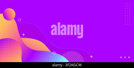 Un fond violet avec des vagues orange et jaune Illustration de Vecteur