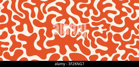 Motif orange groovy organique corail sans couture. Ligne de style cerveau abstraite. Texture contemporaine rétro simple d'algues marines. Illustration vectorielle Illustration de Vecteur