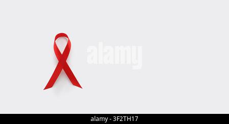 Ruban rouge de sensibilisation, symbole de la Journée mondiale du SIDA Banque D'Images
