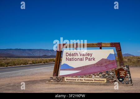 Panneau d'entrée, Parc national de Death Valley, Californie. Banque D'Images