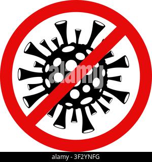 Panneau Stop Coronavirus. Icône logo de quarantaine COVID-19 isolée sur fond transparent. PNG vectoriel Illustration de Vecteur