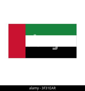 Le drapeau des Émirats arabes unis sur fond blanc. Banque D'Images