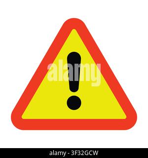 Panneau d'avertissement triangulaire jaune vif avec un point d'exclamation noir en gras, bordé de rouge pour attirer l'attention. Illustration de Vecteur