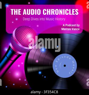 Couverture pour podcast musical avec disque vinyle Illustration de Vecteur