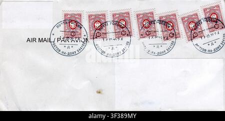 Ancien enveloppe qui a été expédiée de Russie à Gomel, Biélorussie, le 14 mai 2024. Banque D'Images