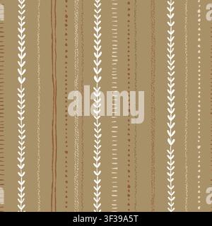 Motif moderne sans couture avec lignes et rayures texturées dessinées à la main dans des couleurs chaudes inspirées de l'automne Illustration de Vecteur