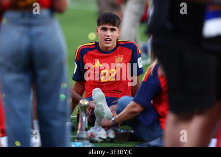 New Jersey, États-Unis, 19 juillet 2026. Pau Cubarsi d'Espagne sur le terrain après le match final de la Coupe du monde FIFA Espagne contre Argentine au Metlife Stadium, New Jersey. Le crédit de l'image doit mentionner : Paul Terry / Sportimage Banque D'Images