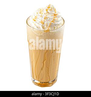 Verre de milkshake au café caramel isolé Banque D'Images