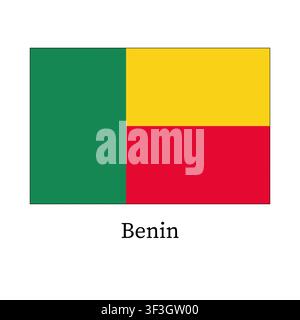 Le drapeau du Bénin sur fond blanc. Banque D'Images