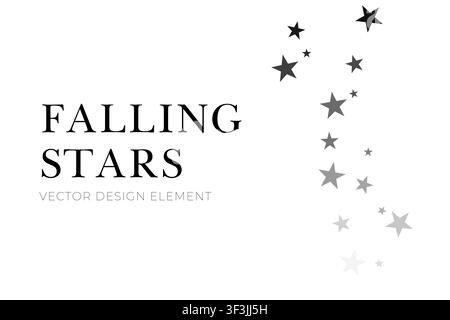 Le motif d'étoiles grises tombantes crée une bordure décorative minimale avec des tons dégradés et un espace de copie ouvert sur un fond blanc Illustration de Vecteur
