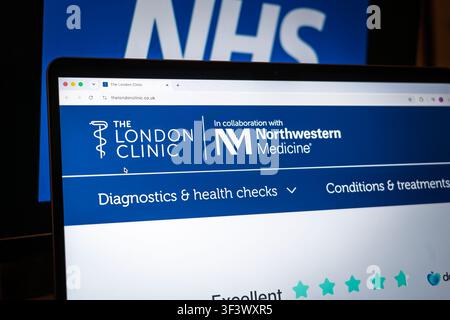 LONDRES, ROYAUME-UNI - 2 JUILLET 2026 : Logo de The London Clinic sur leur site web. The London Clinic est un hôpital privé indépendant à but non lucratif. Banque D'Images