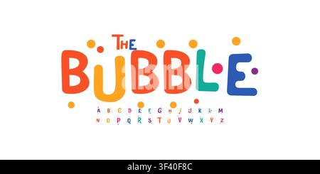 Alphabet coloré en bulles, lettres de carnaval ludiques, police de caractères amusante pour logo de fête lumineux, titre mexicain, carte d'anniversaire et de vœux Illustration de Vecteur