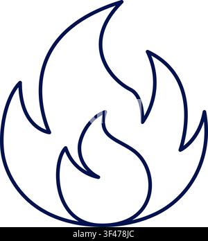 Icône de flamme de feu en trait. Concept d'énergie et de chaleur. Illustration vectorielle, design plat Illustration de Vecteur