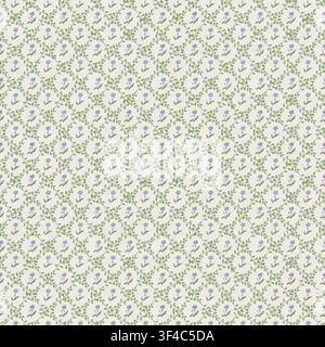 Vignes vertes entrelacées avec des fleurs de lilas miniatures sur un fond blanc pur. Motif sans couture délicat. Illustration aquarelle. pour le papier peint, t Banque D'Images