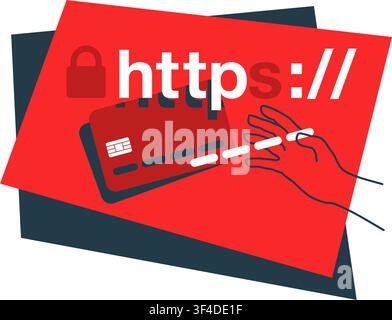 Bannière de danger de phishing - tentative frauduleuse d'obtenir des mots de passe et des coordonnées de carte de crédit en se faisant passer pour un site bancaire célèbre Illustration de Vecteur