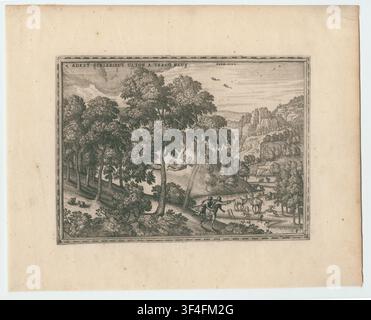 Adam et Ève étant chassés du Paradis terrestre par un ange avec une épée flamboyante, une gravure de Pieter van der Borcht, un graveur flamand, tirée du livre "Imagines et Figurae Bibliorum", 1582. Banque D'Images