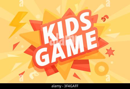 Bannière de la zone enfants. Logo pour enfants, fond de dessin animé coloré avec jeu pour enfants ou salle de jeux. Autocollant décoratif élégant, conception de fond sapid vectoriel Illustration de Vecteur