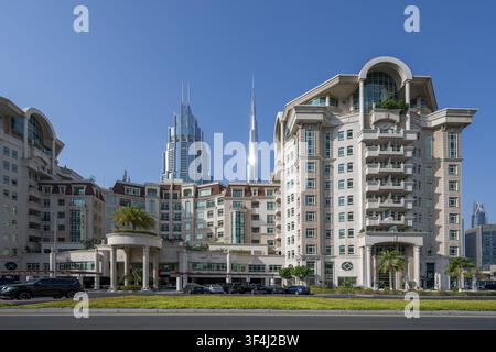 Complexe Al Murooj, hôtel Address Boulevard et Burj Khalifa, Dubaï, Émirats arabes unis, UAE Banque D'Images